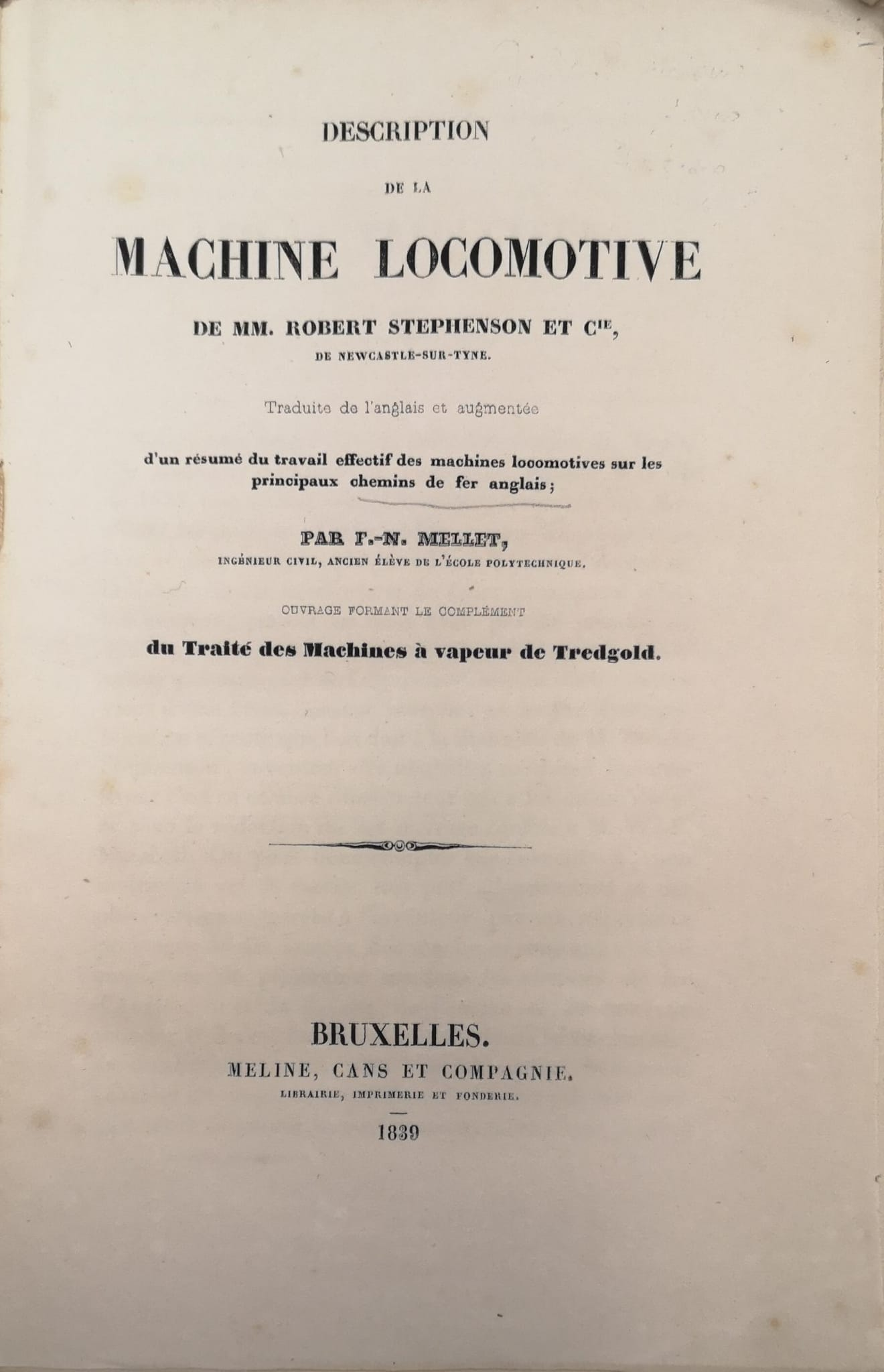 DESCRIPTION DE LA MACHINE LOCOMOTIVE DE MM. ROBERT STEPHENSON ET …