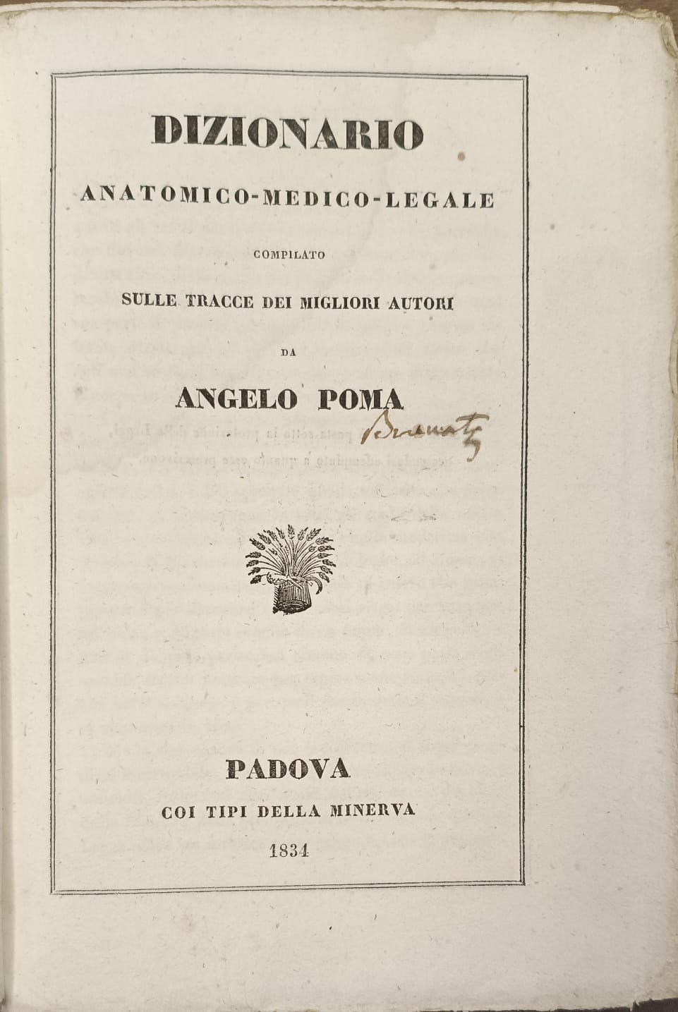 DIZIONARIO ANATOMICO-MEDICO-LEGALE. - Compilato sulle tracce dei migliori autori.