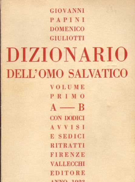 DIZIONARIO DELL'OMO SALVATICO.