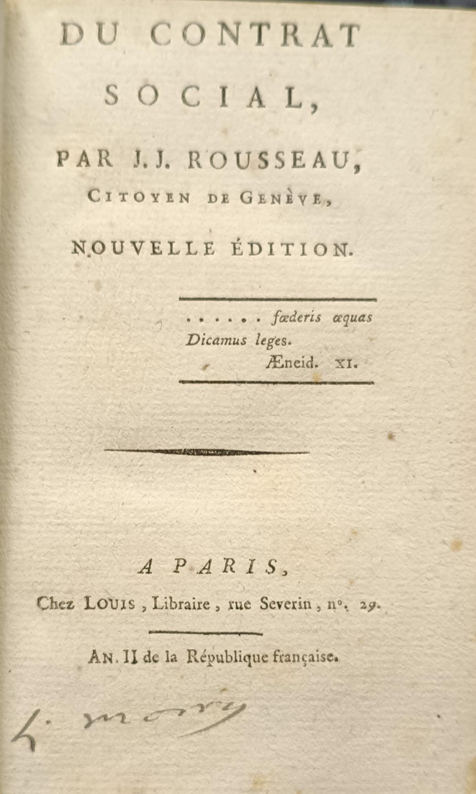 DU CONTRAT SOCIAL. - Nouvelle édition.