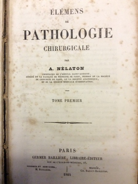 ELEMENS DE PATHOLOGIE CHIRURGICALE.