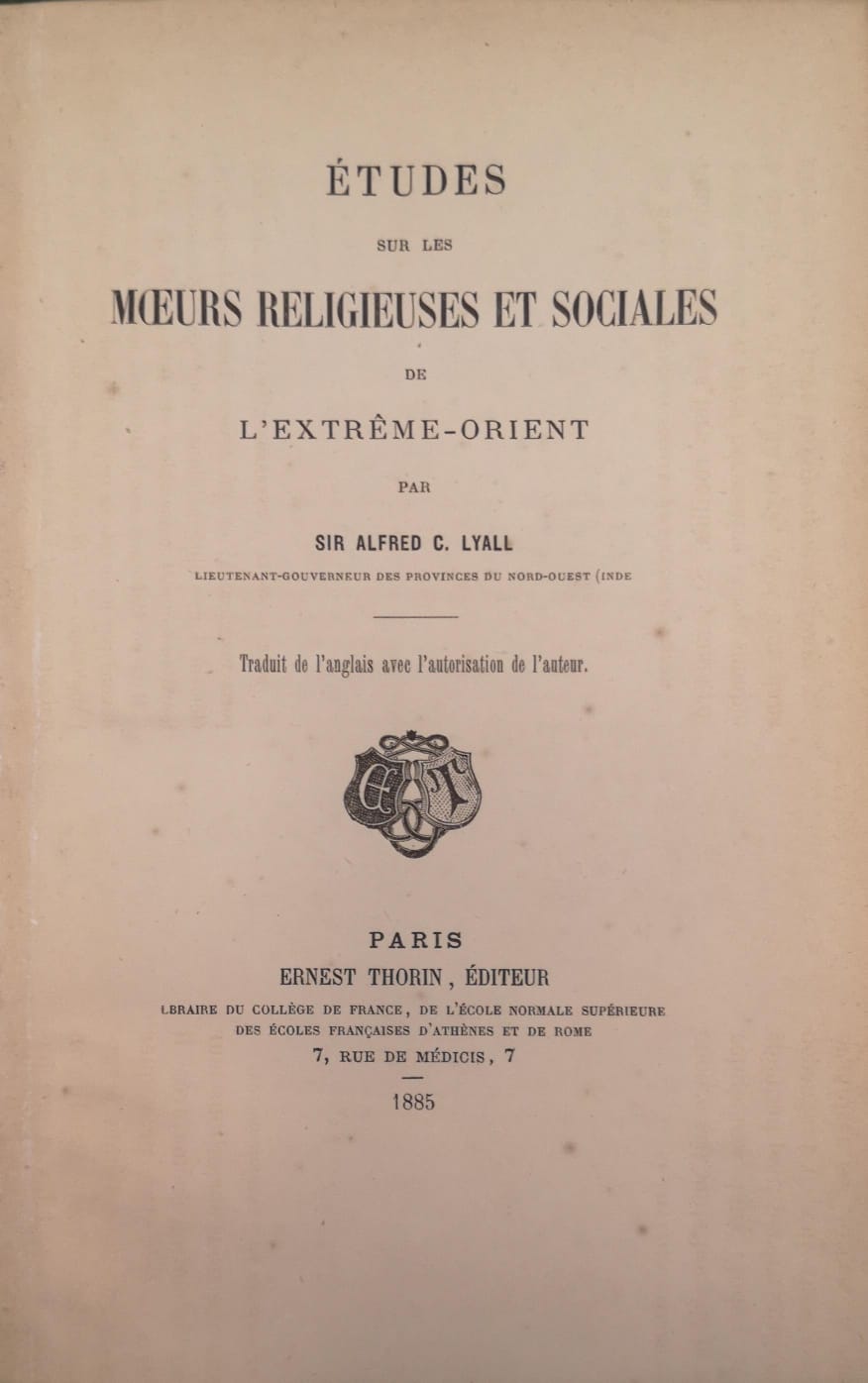 ETUDES SUR LES MOEURS RELIGIEUSES ET SOCIALES DE L'EXTREME-ORIENT. - …