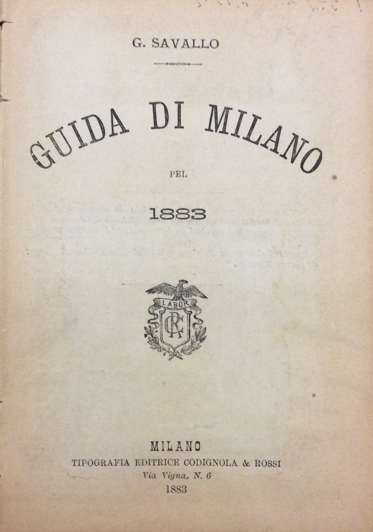 GUIDA DI MILANO PEL 1883.