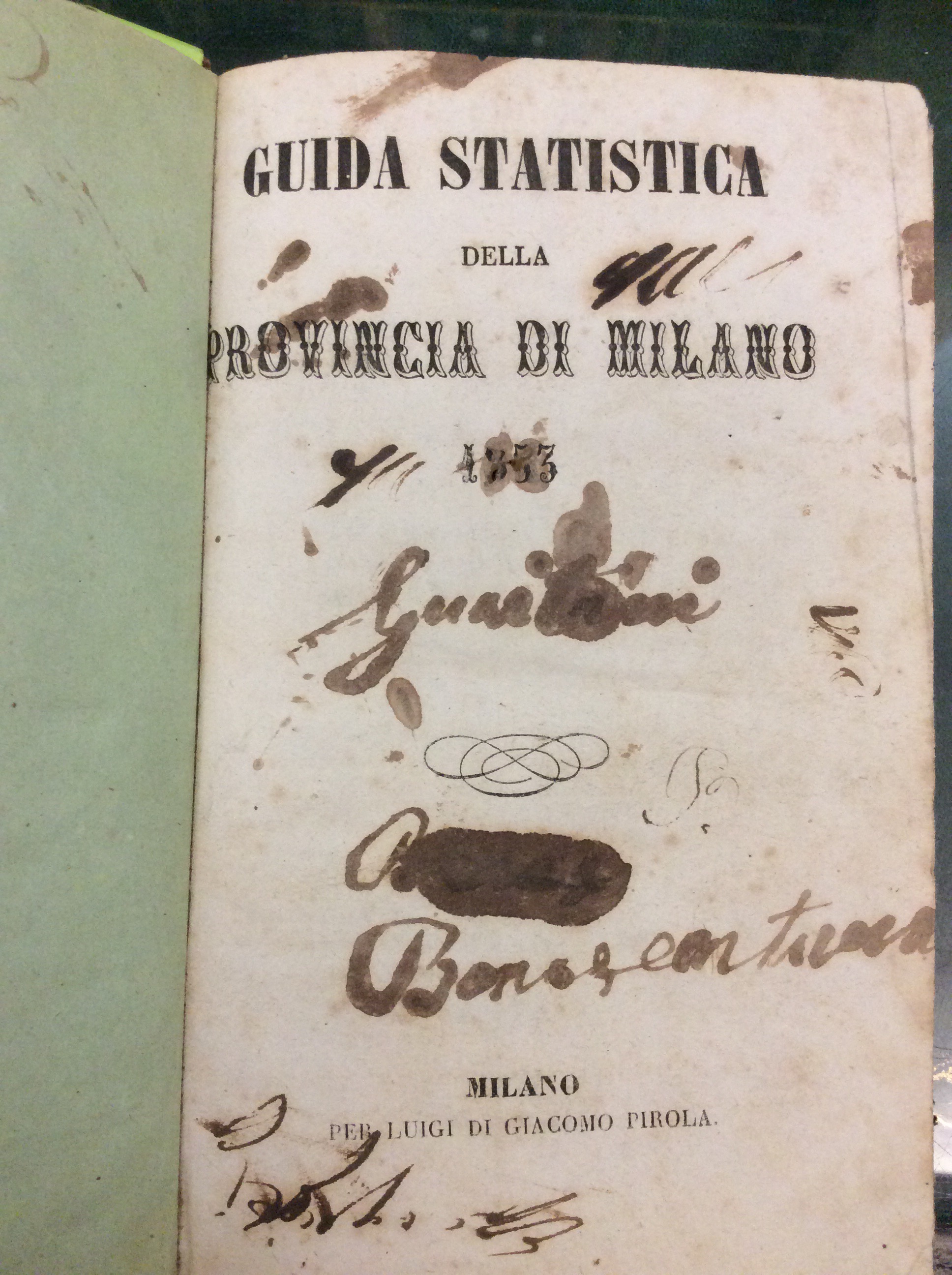 GUIDA STATISTICA DELLA PROVINCIA DI MILANO 1853.