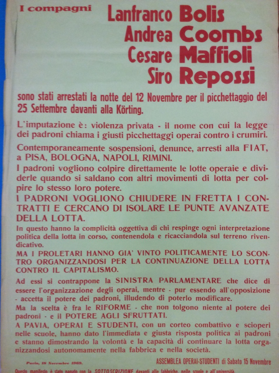 I COMPAGNI LANFRANCO BOLIS, ANDREA COOMBS, CESARE MAFFIOLI, SIRO REPOSSI …