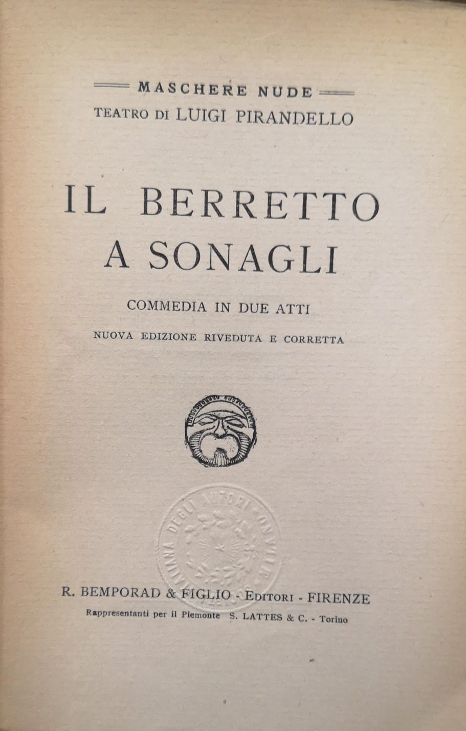 IL BERRETTO A SONAGLI. COMMEDIA IN DUE ATTI. - Fa …