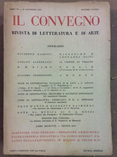 IL CONVEGNO. ANNO IV. ANNATA COMPLETA 1923. - Rivista di …