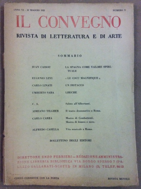 IL CONVEGNO. ANNO VI NUMERO 5. MAGGIO 1925. - Rivista …