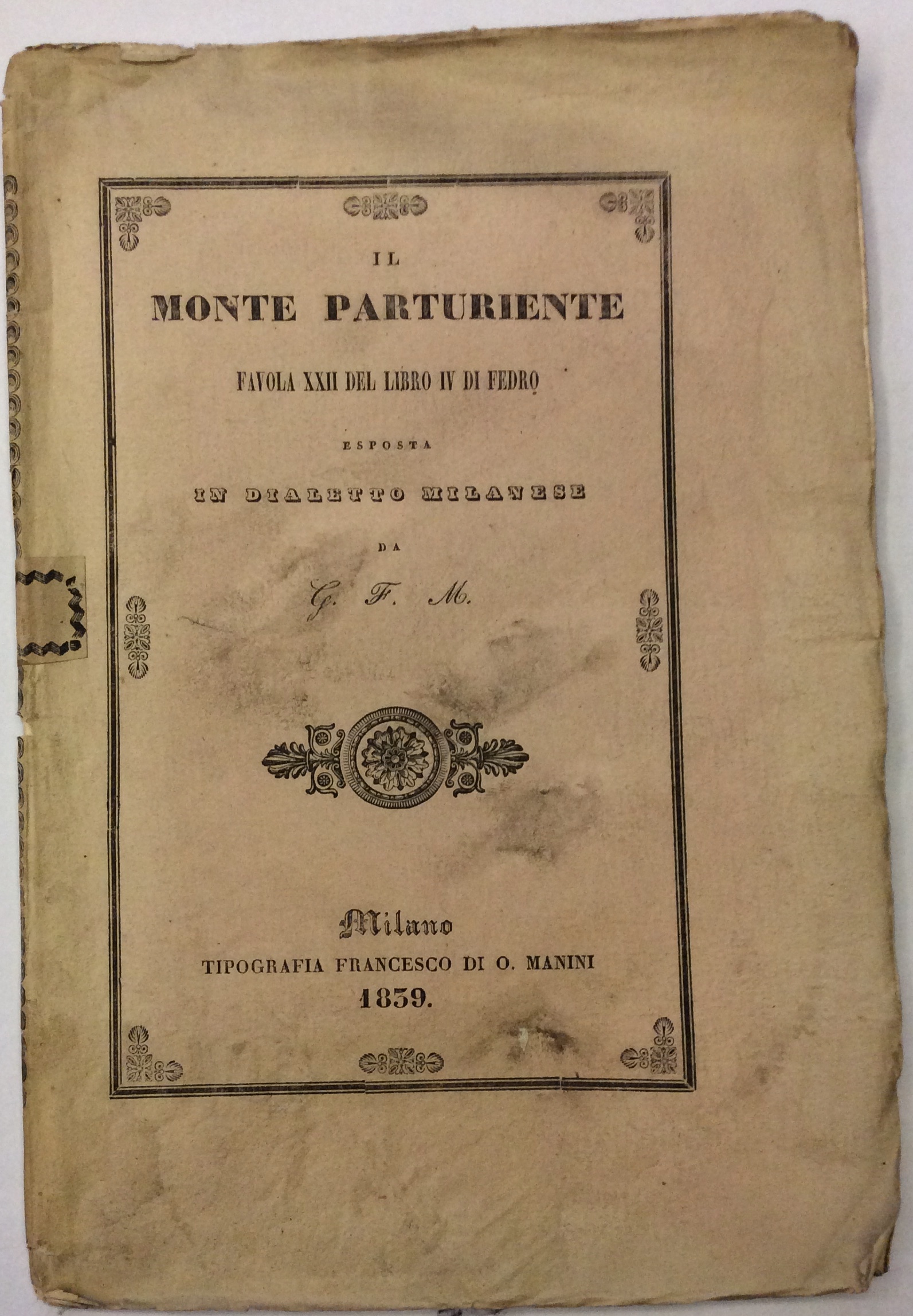 IL MONTE PARTURIENTE. - Favola XXII (22) del Libro IV …