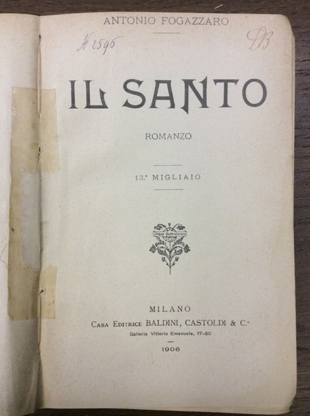 IL SANTO. - Romanzo.