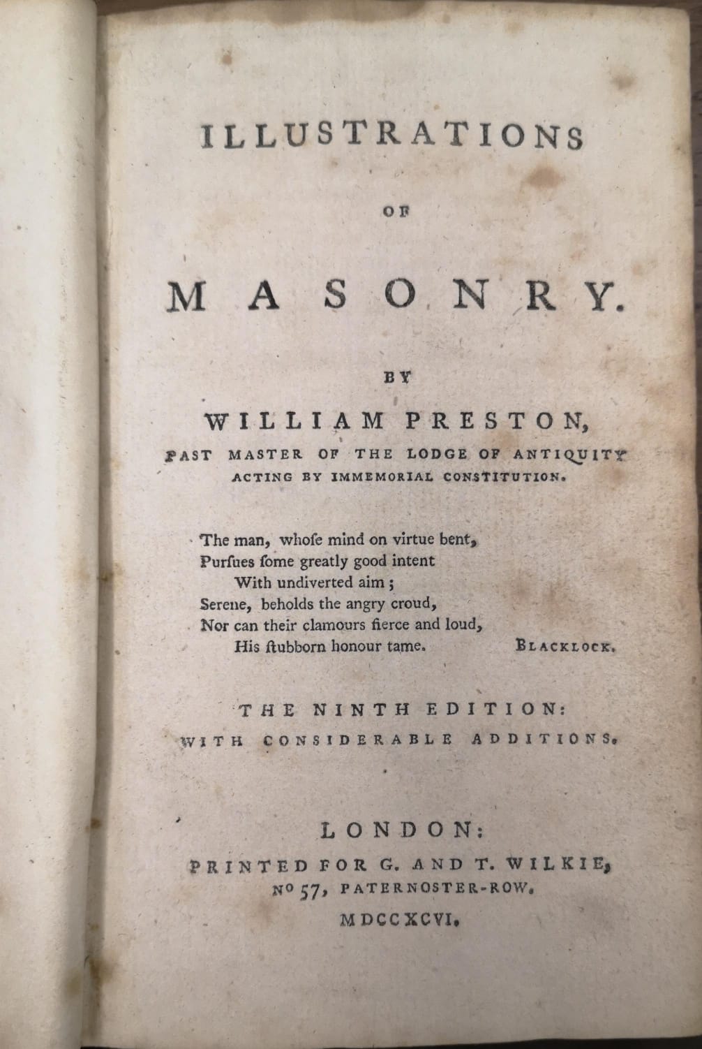 ILLUSTRATIONS OF MASONRY. - The ninth edition: with considerable additions.