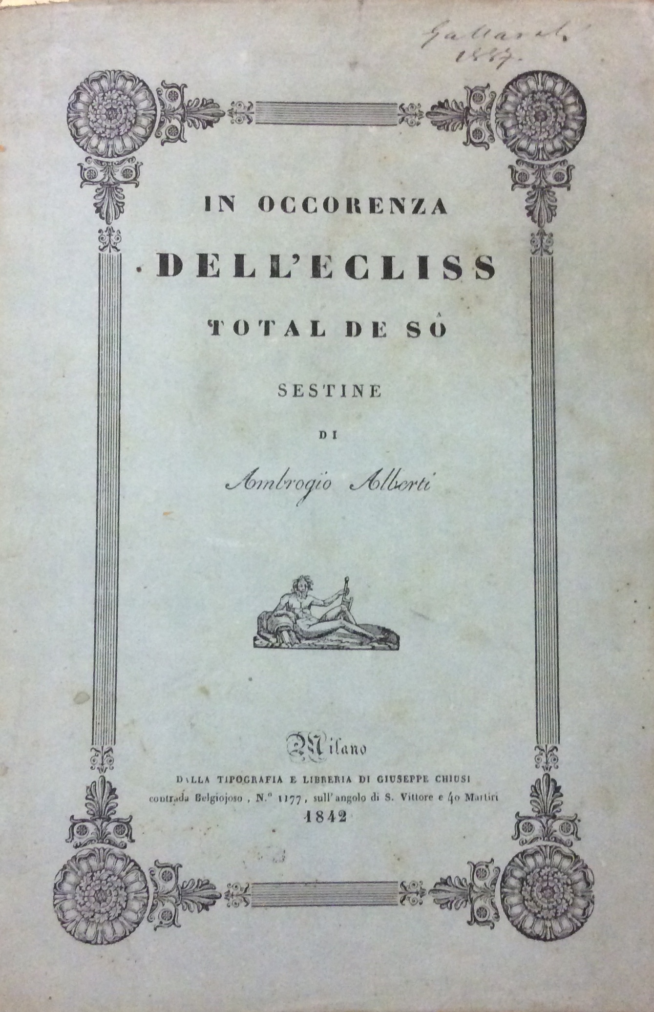 IN OCCORRENZA DELL'ECLISS TOTAL DE SO. - Sestine.