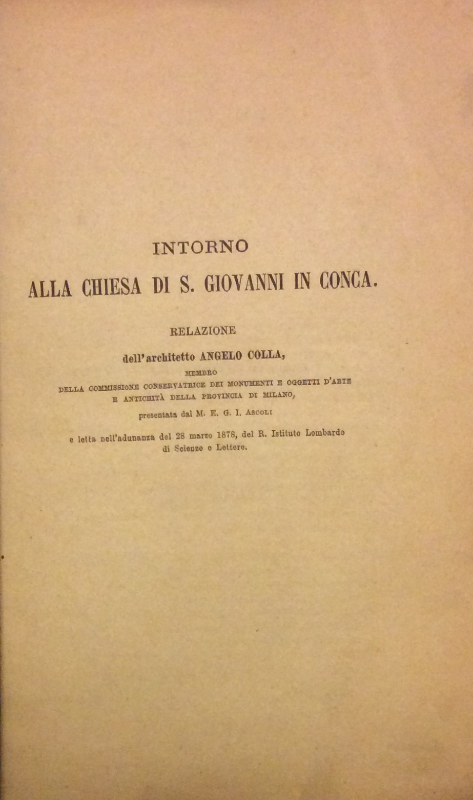 INTORNO ALLA CHIESA DI S. GIOVANNI IN CONCA. - Relazione …