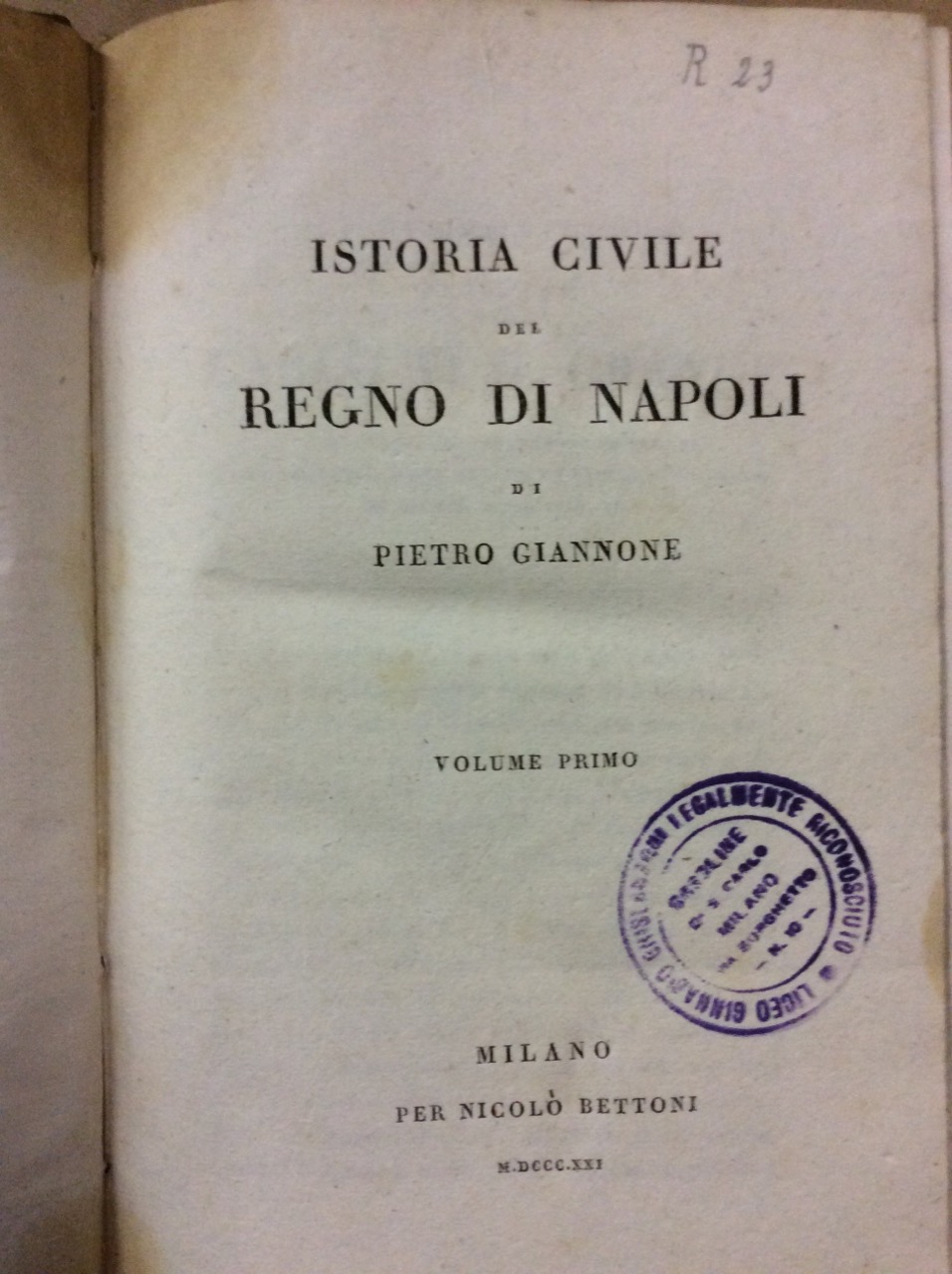 ISTORIA CIVILE DEL REGNO DI NAPOLI.