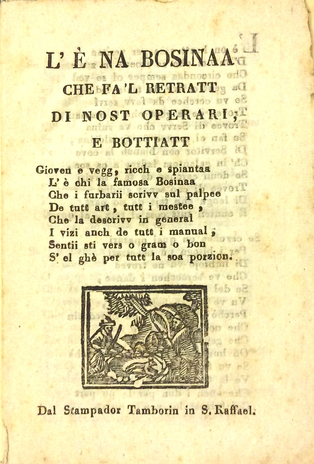 L'E' NA BOSINAA CHE FA L RETRATT DI NOST. OPERARI, …