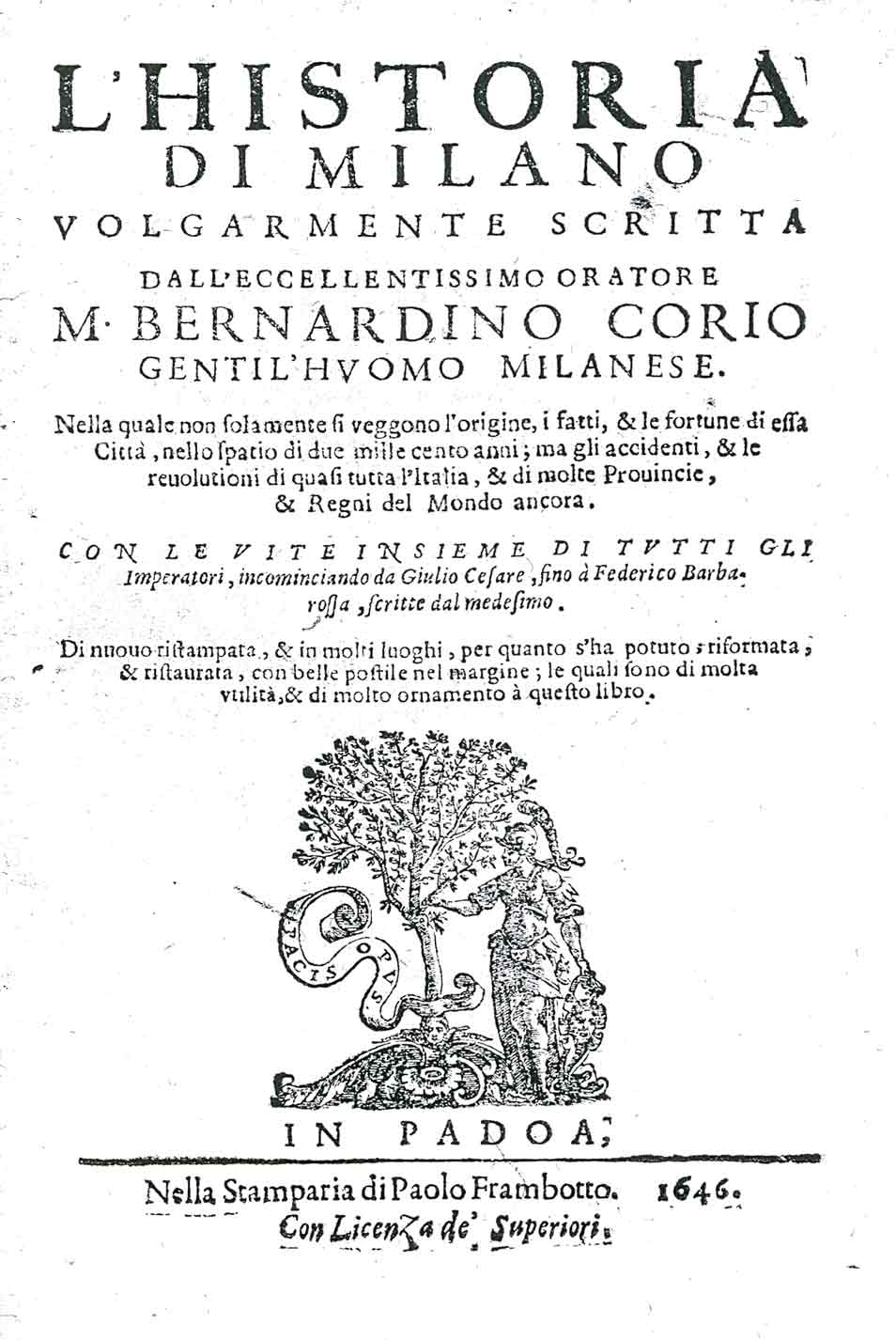 L'HISTORIA DI MILANO VOLGARMENTE SCRITTA.