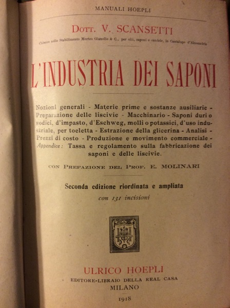 L'INDUSTRIA DEI SAPONI. - Seconda edizione.