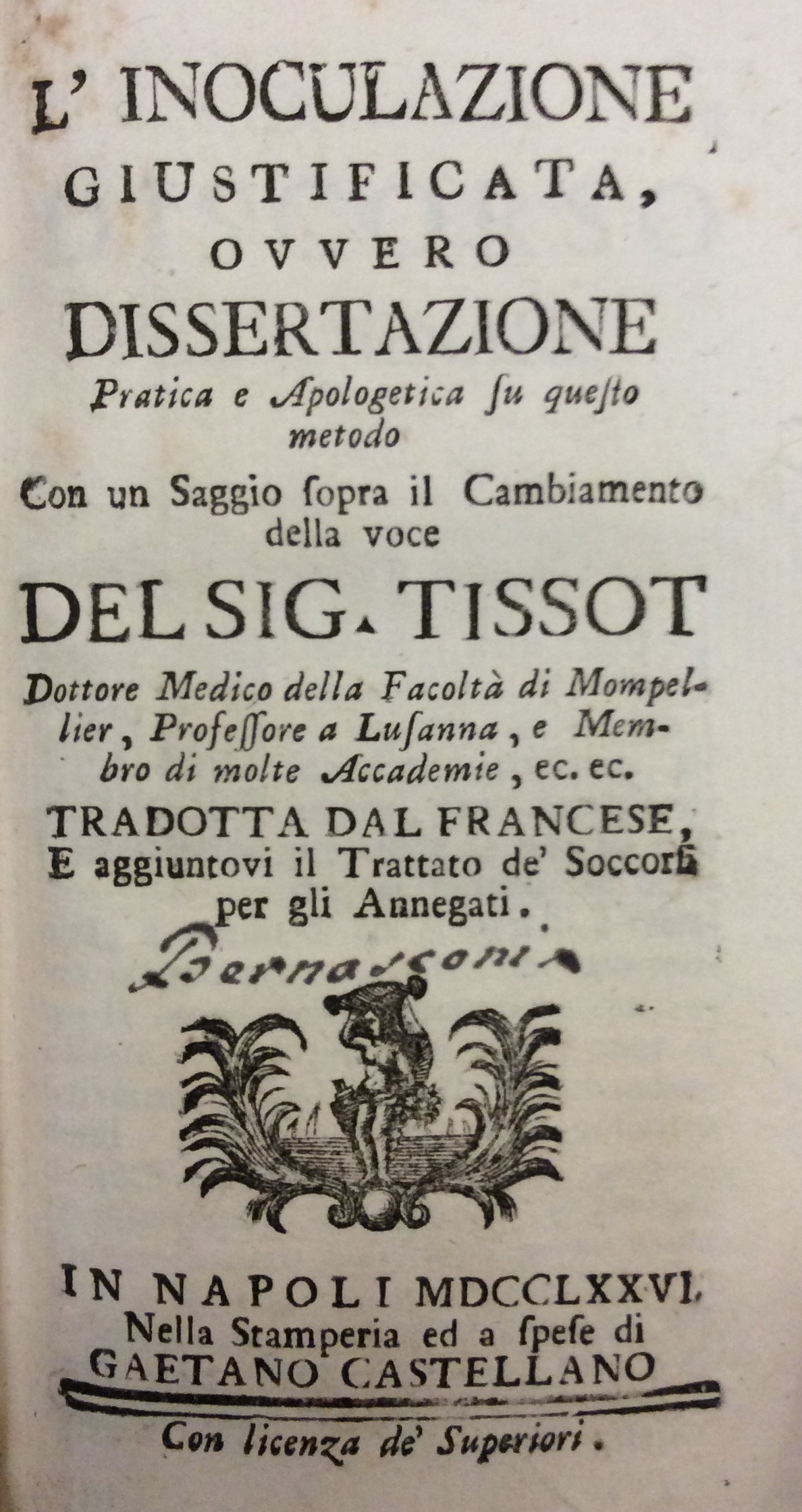 L'INOCULAZIONE GIUSTIFICATA. - Ovvero dissertazione pratica e apologetica su questo …