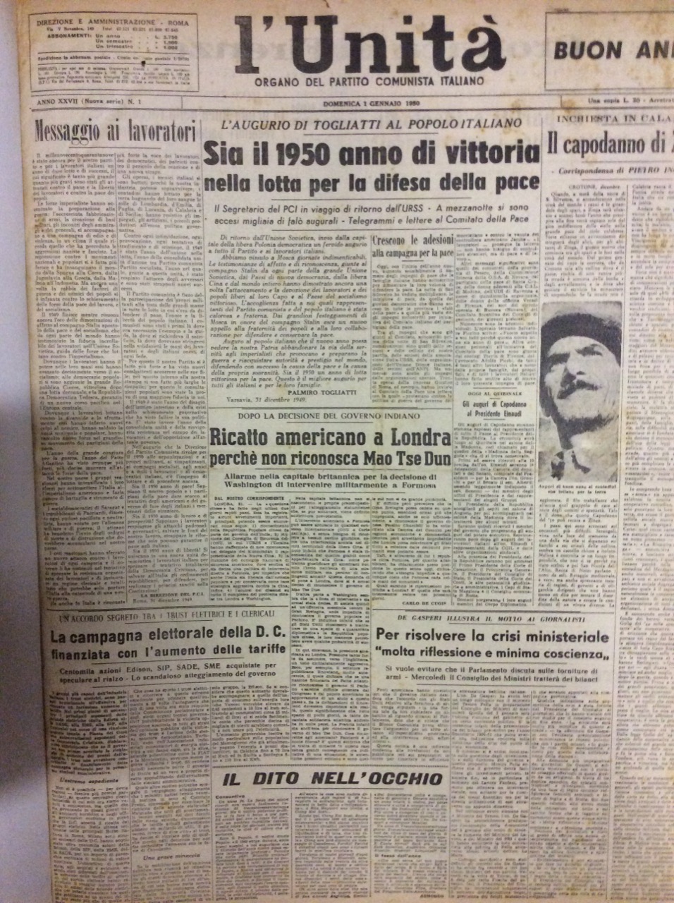 L'UNITA'. - Organo del Partito Comunista Italiano.