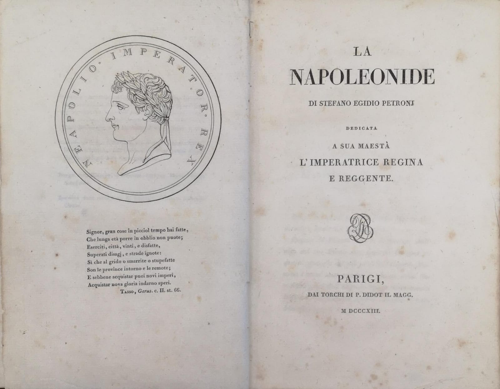 LA NAPOLEONIDE. - Dedicata a Sua Maestà l'Imperatrice Regina e …