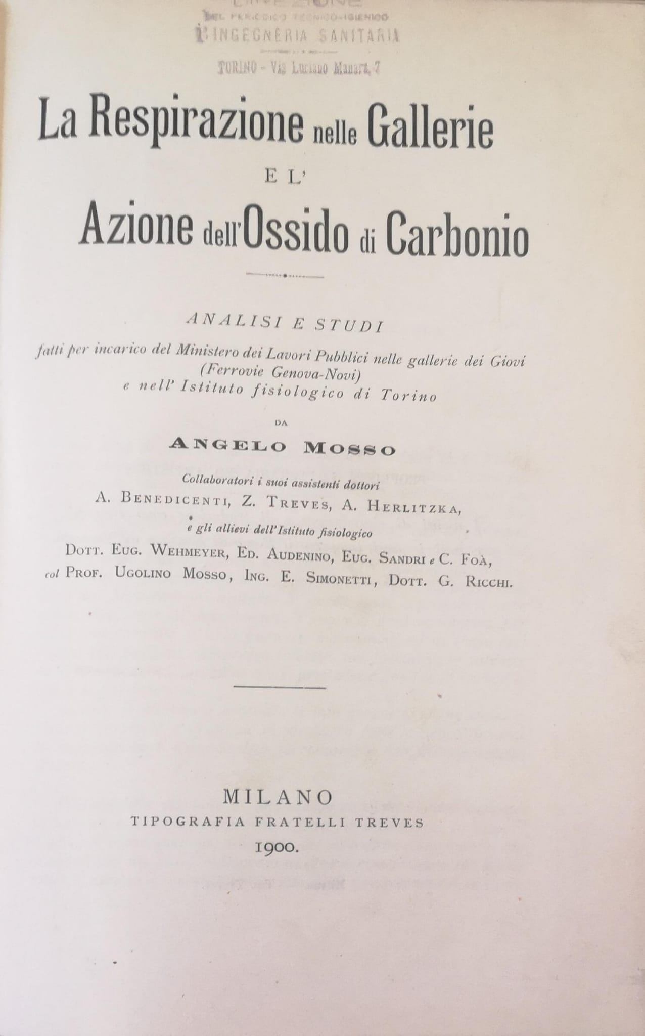 LA RESPIRAZIONE NELLE GALLERIE E L'AZIONE DELL'OSSIDO DI CARBONIO.