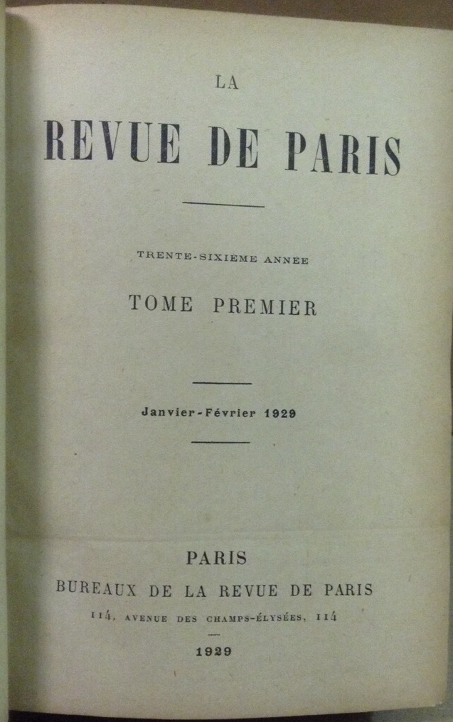 LA REVUE DE PARIS.