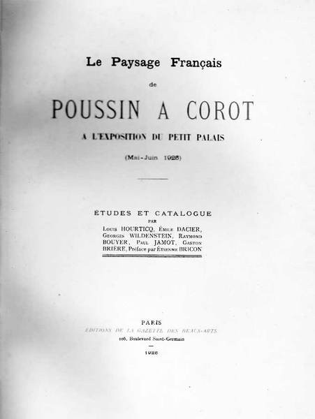 LE PAYSAGE FRANCAIS DE POUSSIN A COROT. - A l'Exposition …