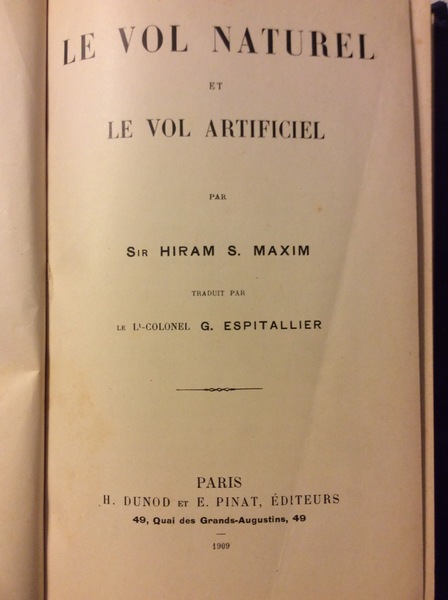 LE VOL NATUREL ET LE VOL ARTIFICIEL. - Traduit par …