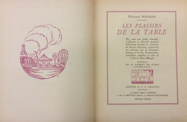 LES PLAISIRS DE LA TABLE. - Où, sous une forme …