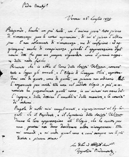 LETTERA AUTOGRAFA FIRMATA. - 1 p. (mm. 234x192), datata: Verona …