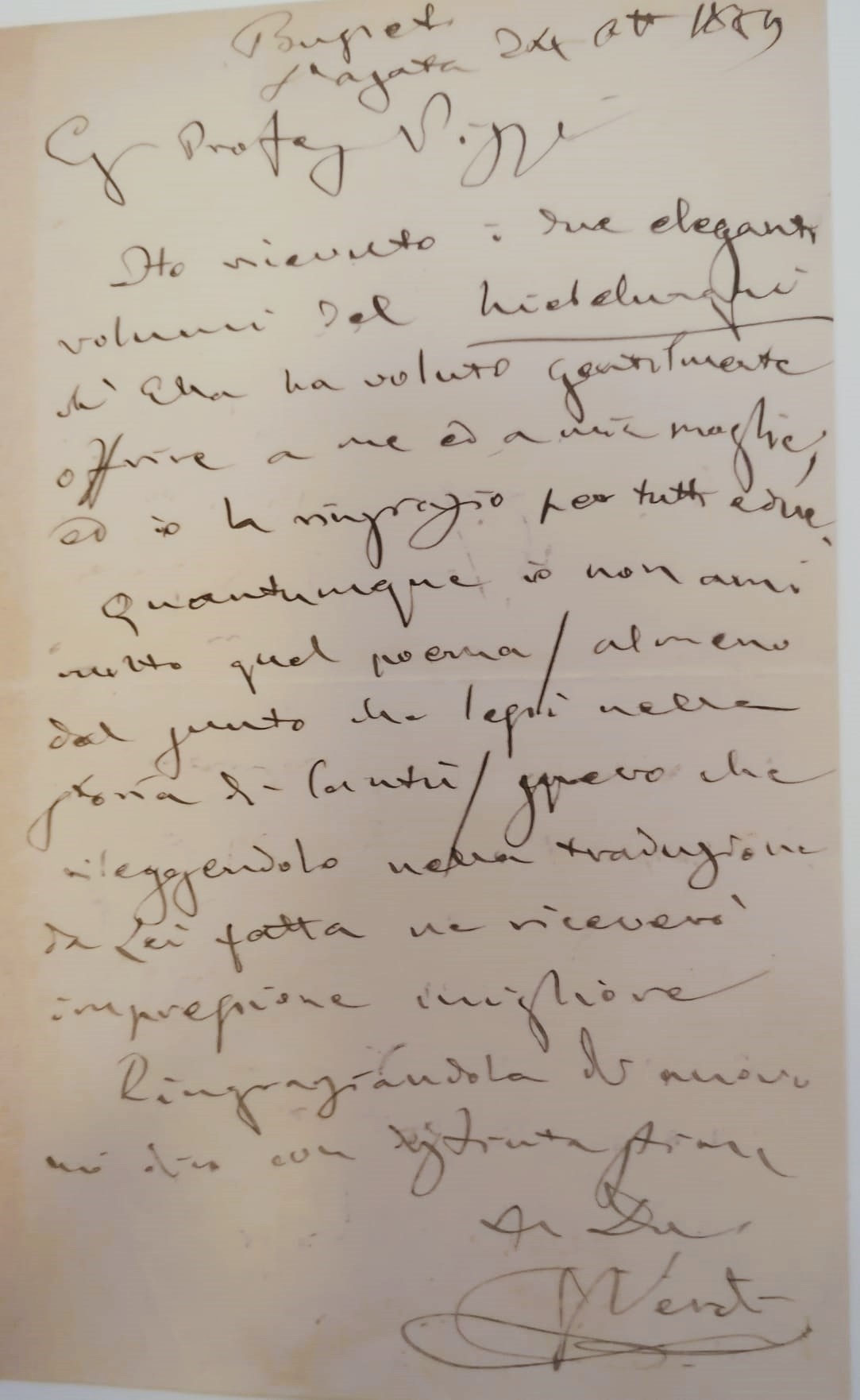 LETTERA AUTOGRAFA FIRMATA.