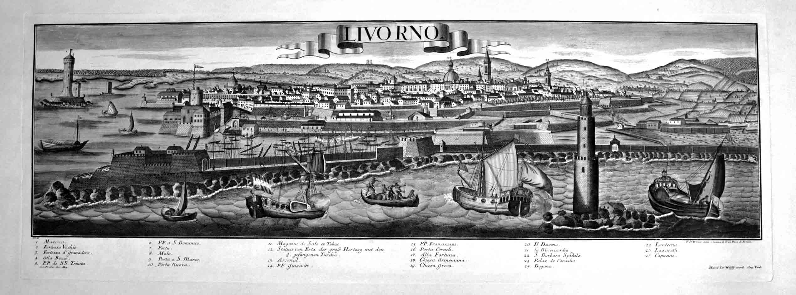 LIVORNO. - (Riproduzione di stampa d'epoca).