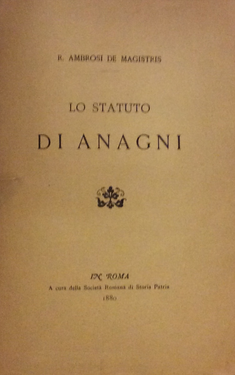 LO STATUTO DI ANAGNI.