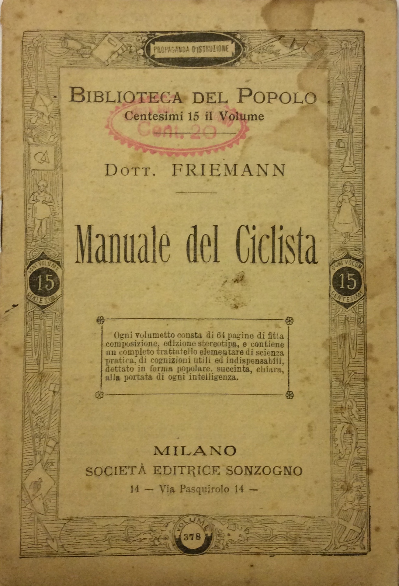 MANUALE DEL CICLISTA. - Biblioteca del Popolo - 378.