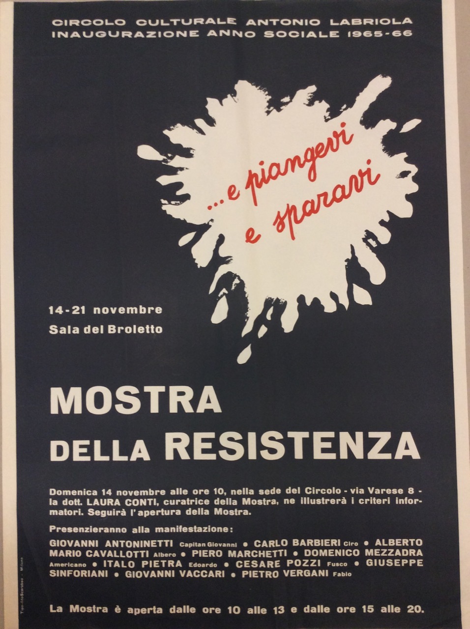 MOSTRA DELLA RESISTENZA. - Inaugurazione anno sociale 1965-66.