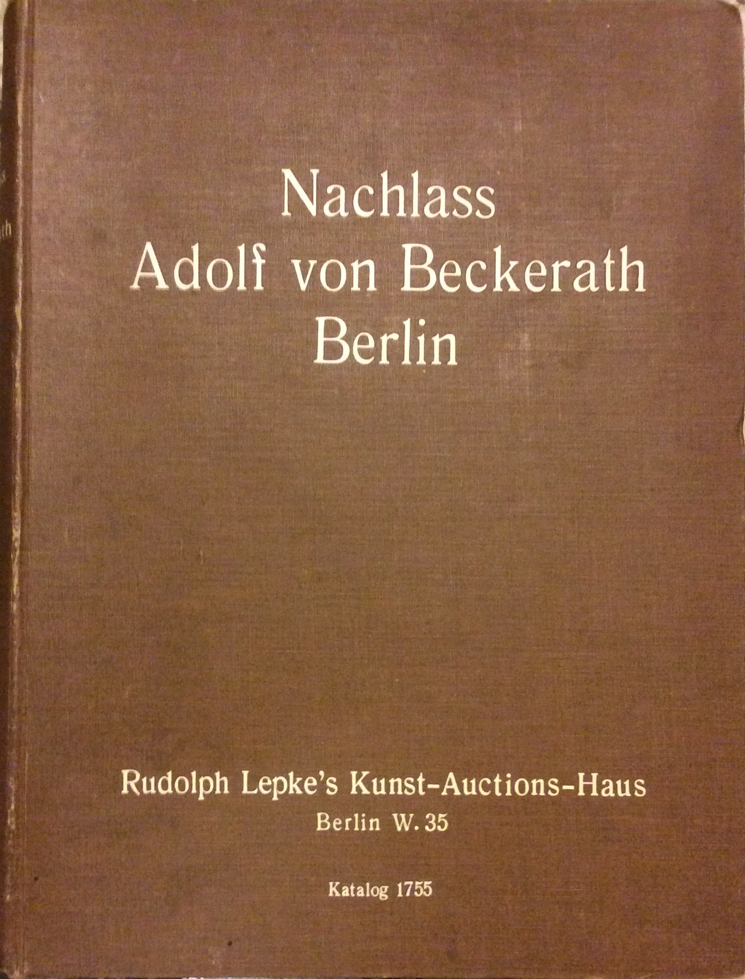 NACHLASS ADOLF VON BECKERATH BERLIN.