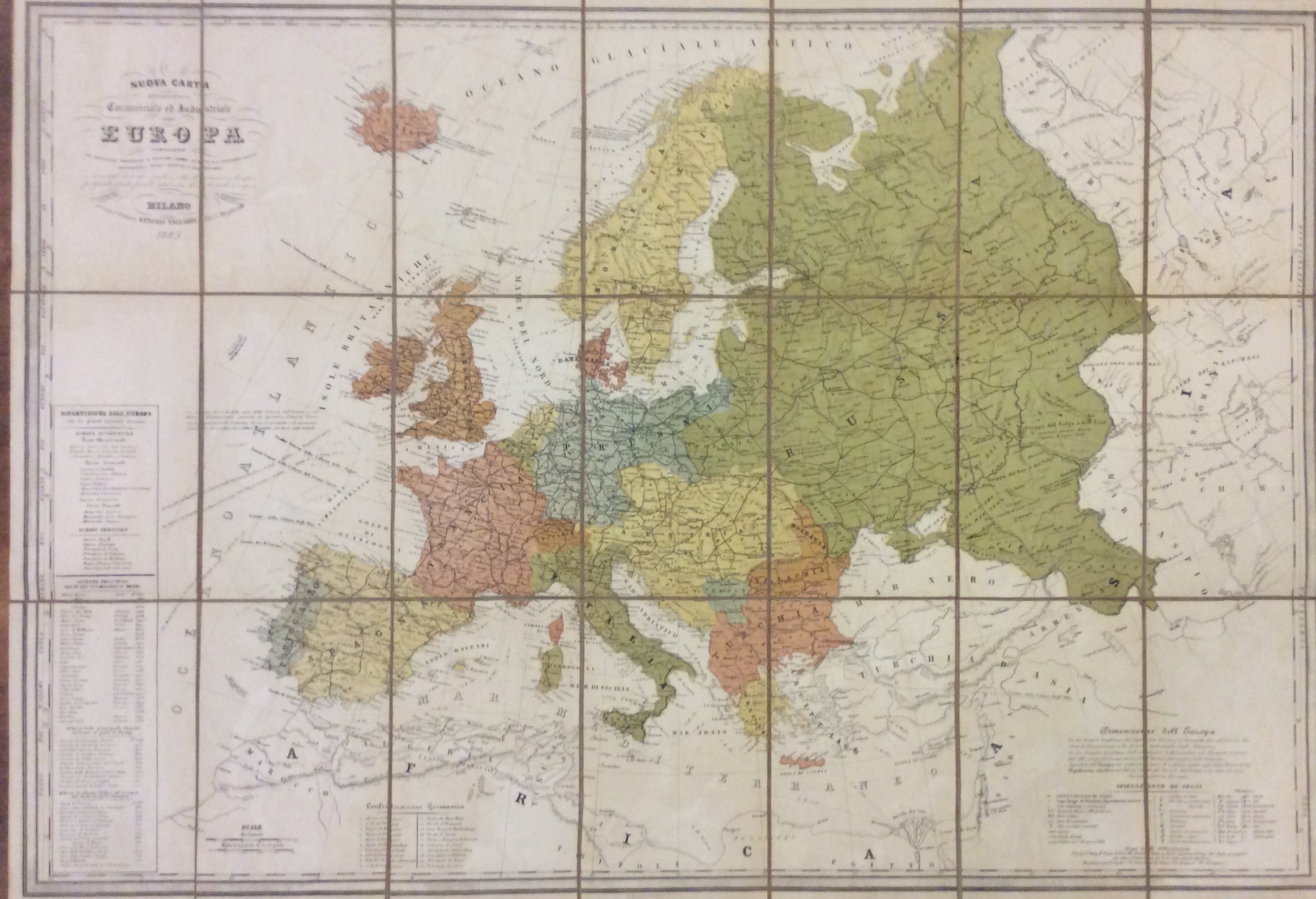 NUOVA CARTA GEOGRAFICA, COMMERCIALE ED INDUSTRIALE DELL'EUROPA. - Indicante le …