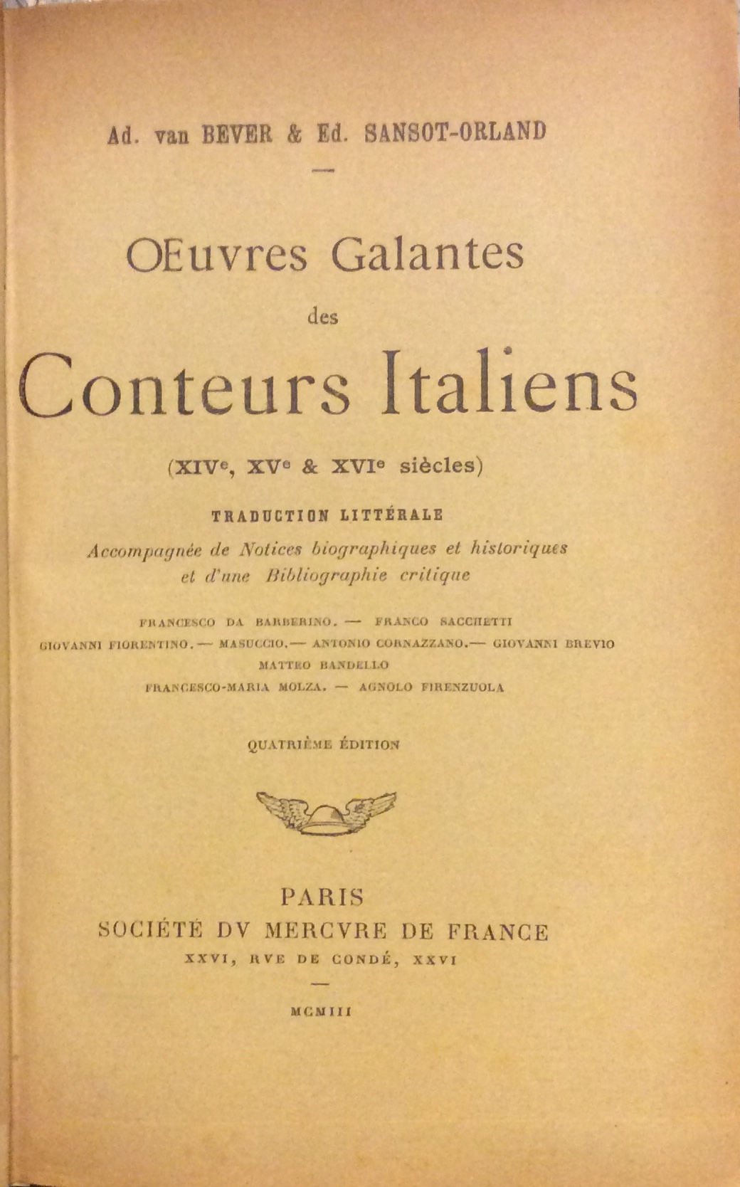 OEUVRES GALANTES DES CONTEURS ITALIENS. - Seconde série ( XV …