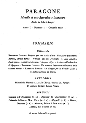 PARAGONE ARTE. - Mensile di arte figurativa e letteratura diretto …