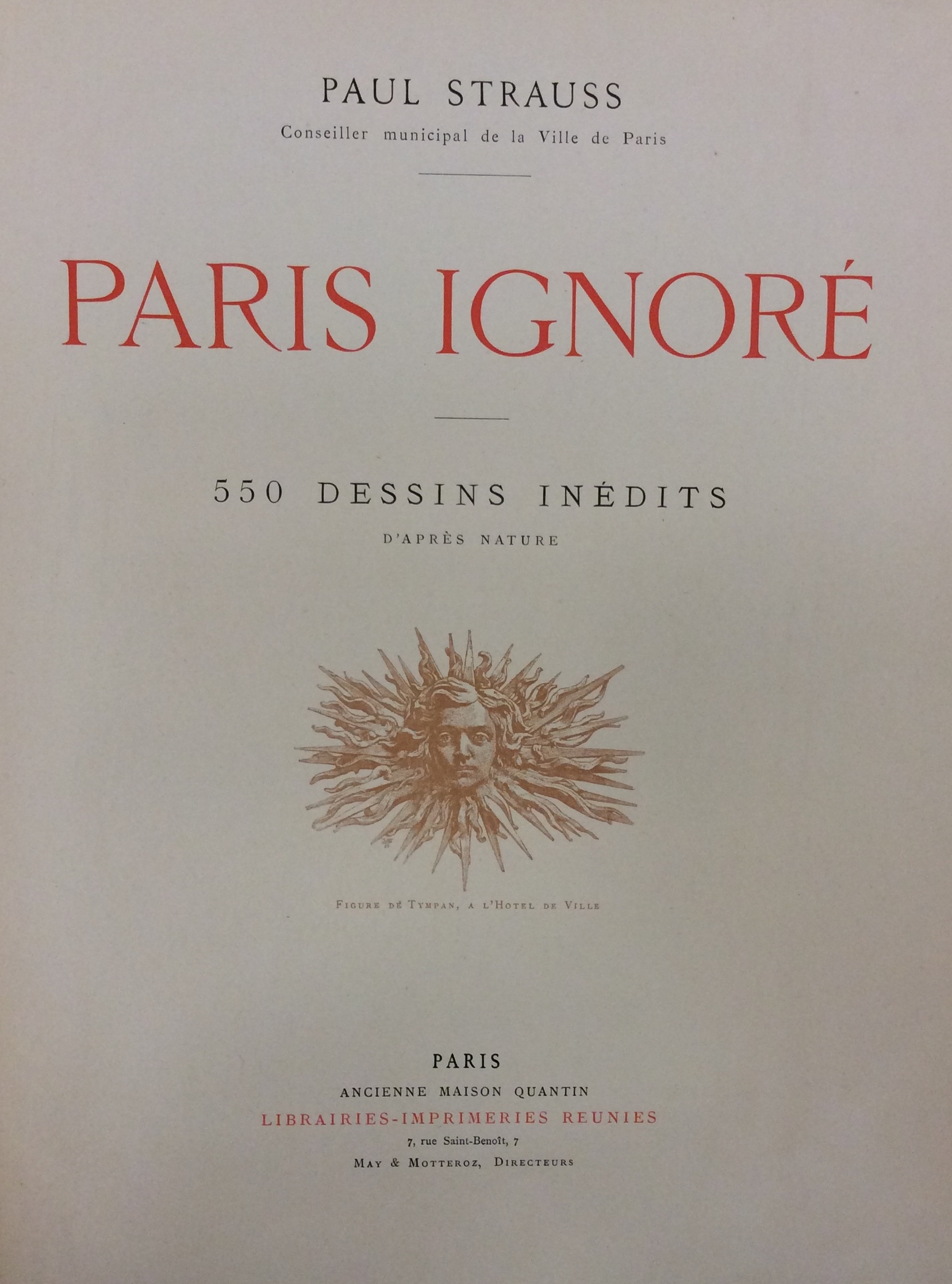 PARIS IGNORE'. - 550 dessins inédits d'après nature.