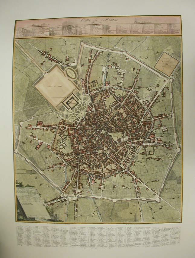 PIANTA DI MILANO - 1808. - (Riproduzione di stampa d'epoca).