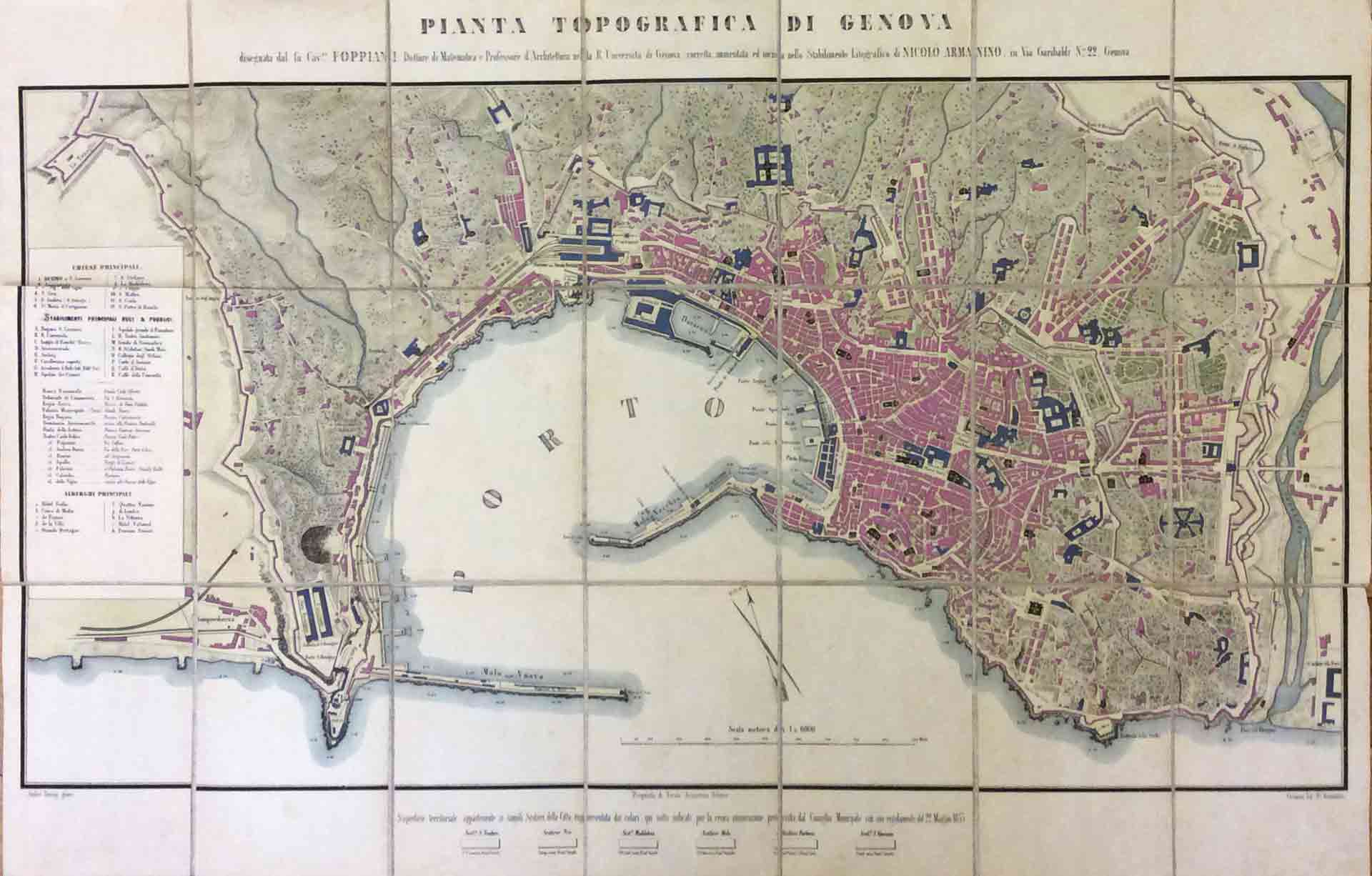 PIANTA TOPOGRAFICA DI GENOVA.