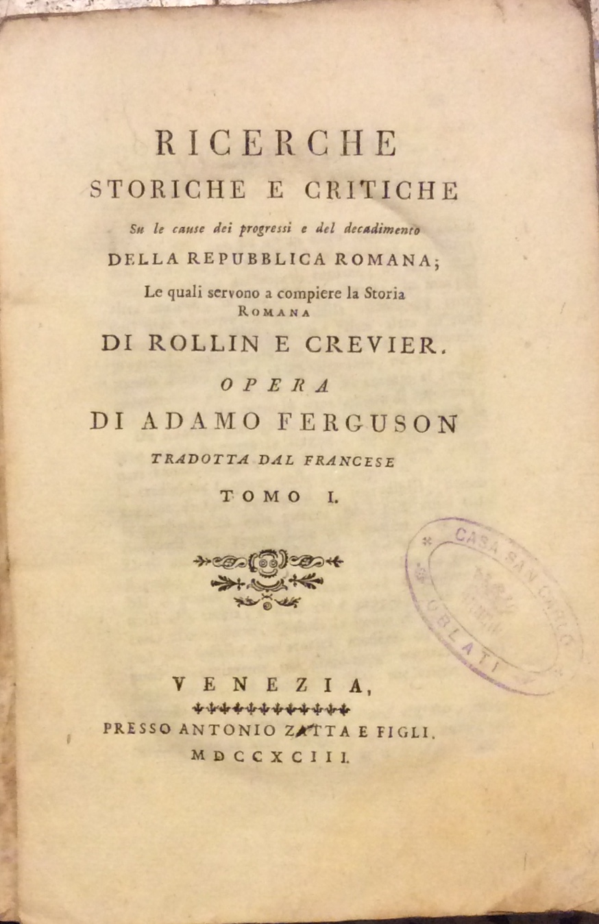 RICERCHE STORICHE E CRITICHE. - Su le cause dei progressi …