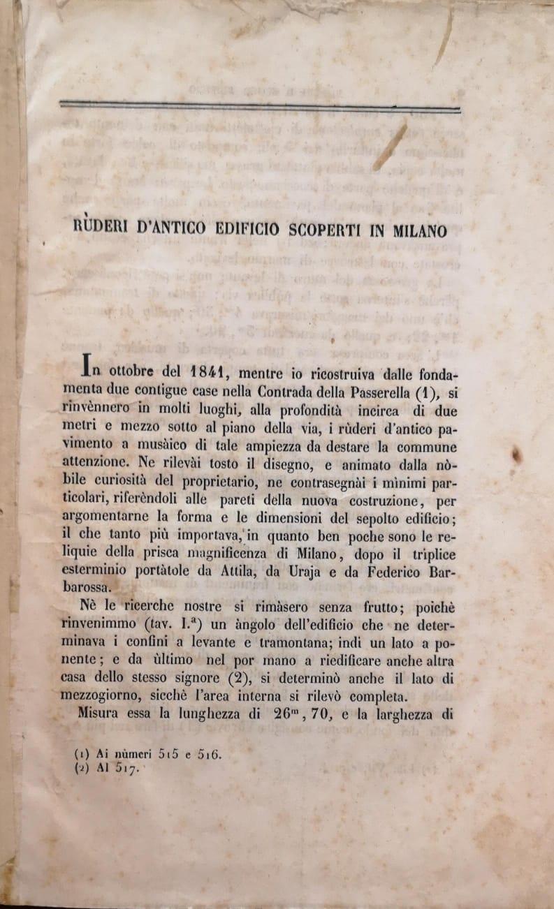 RUDERI D'ANTICO EDIFICIO SCOPERTI IN MILANO.