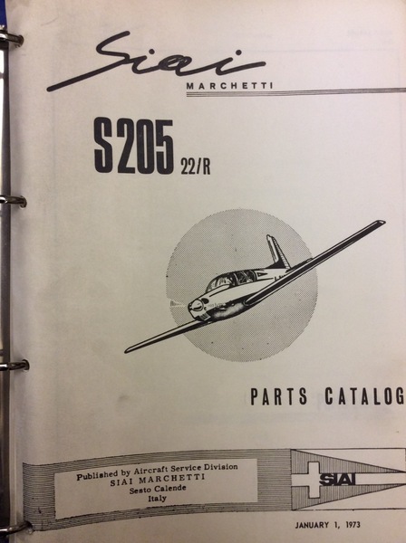 SIAI MARCHETTI S205 22 / R. PARTS CATALOG.