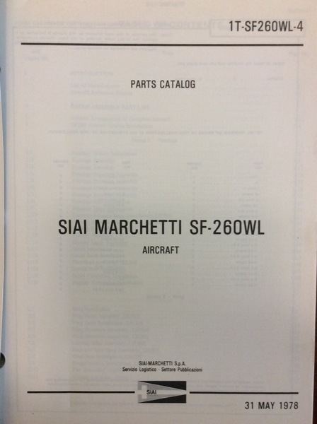 SIAI MARCHETTI SF-260 WL. AIRCRAFT. PARTS CATALOG. - Aircraft.