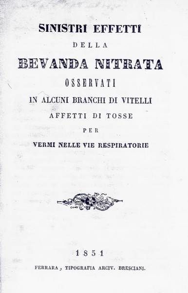 SINISTRI EFFETTI DELLA BEVANDA NITRATA OSSERVATI IN ALCUNI BRANCHI DI …