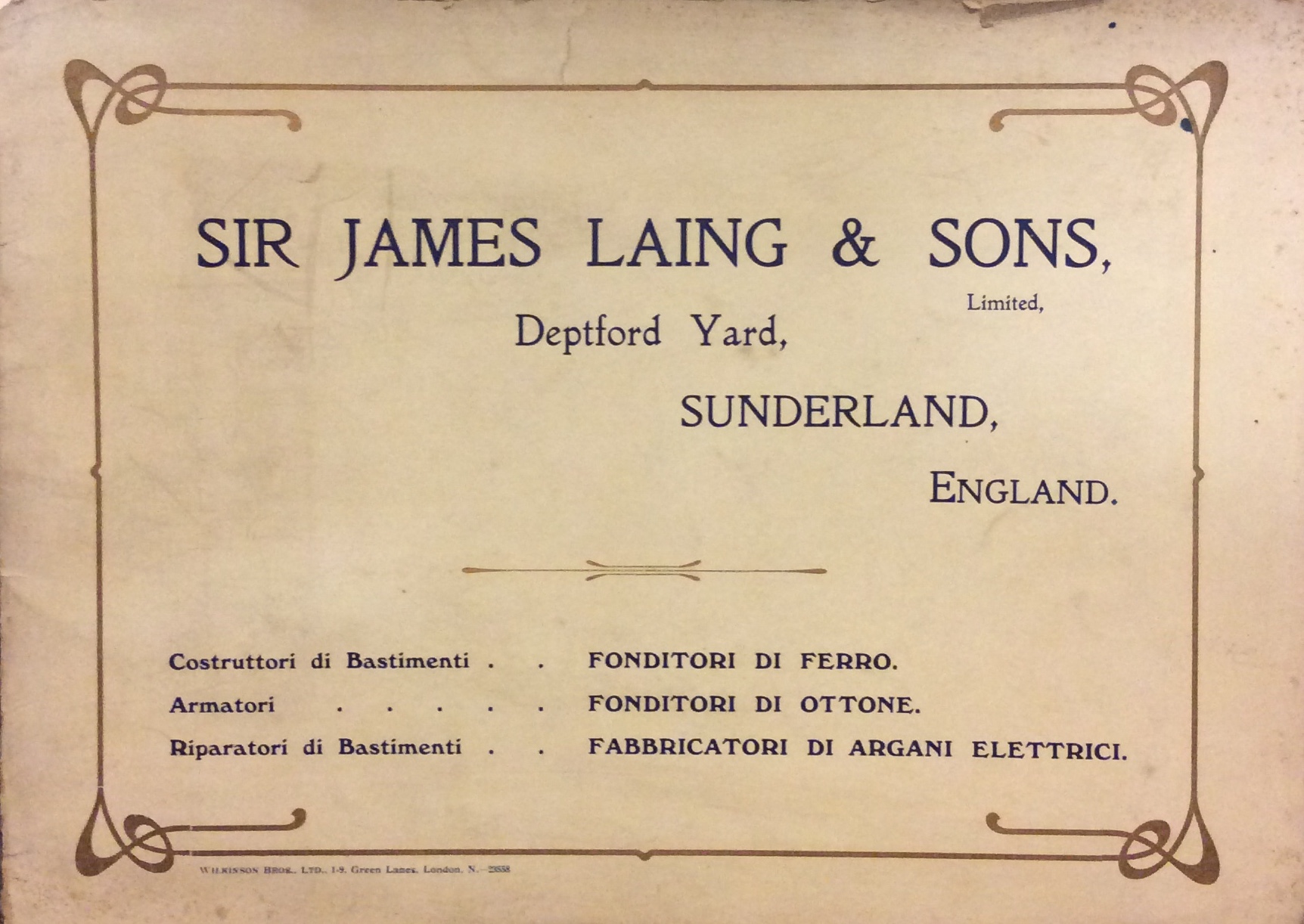 SIR JAMES LAING & SONS LTD. - Deptfort Yard, Sunderland, …