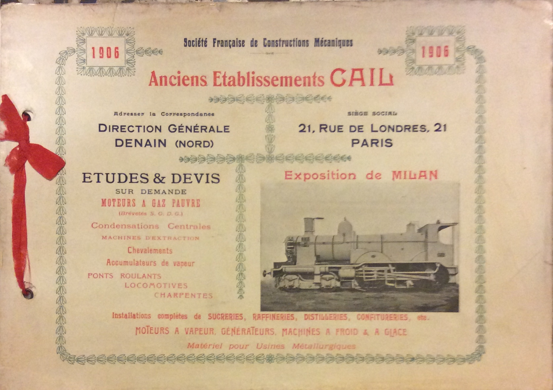SOCIETE FRANCAISE DE CONSTRUCTIONS MECANIQUES: ANCIENS ETABLISSEMENTS CAIL. - Exposition …
