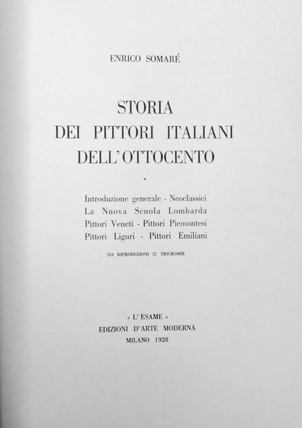 STORIA DEI PITTORI ITALIANI DELL'OTTOCENTO.